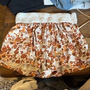 Floral Skirt with Elastic Waistband